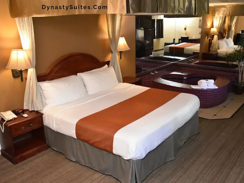 Guest suite featuring an in-room hot tub and seating area.
